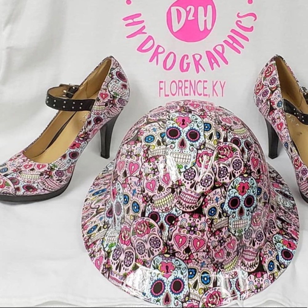 1-of-a-Kind Custom HYDROGRAPHIC sugar skulls pumps